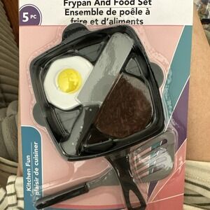 Kids Pretend to Play Kitchen Toy Set Plastic Frying‎ Pan 5,pc pcs Breakfast Food